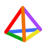 Six-color tetrahedron logo of the Deep Game Strategy project.